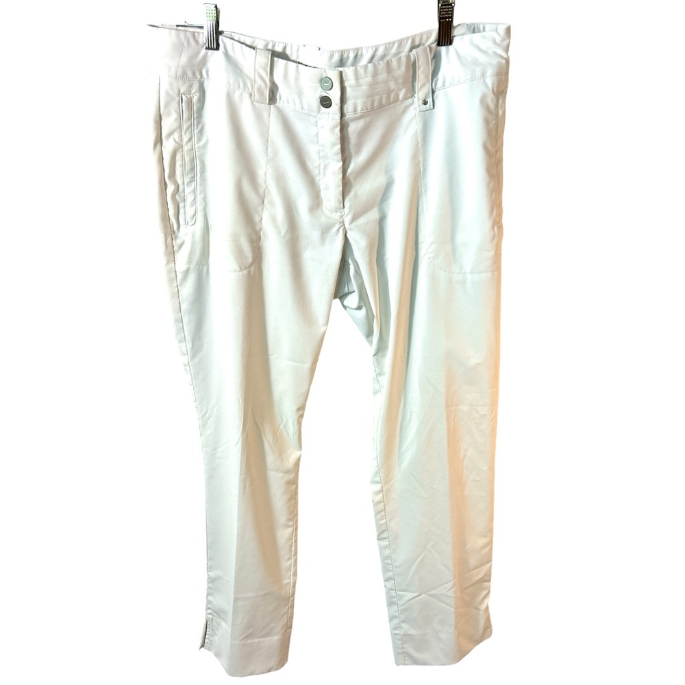 Nike GOLF Women’s Dri-Fit White Golf Pants size 12 zippered side pkts Resort